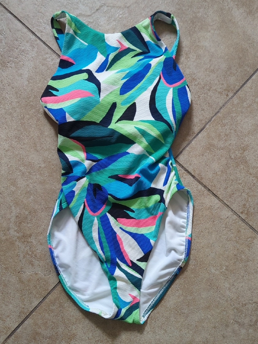Shade & Shore Tropical One-Piece in Green, Blue & White swimsuit /New!!